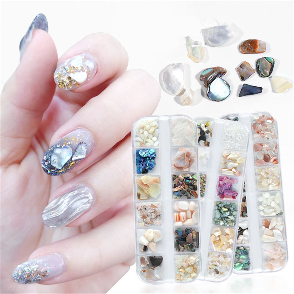 1 doosje schelpensteen nagels kunst pailletten voor nagel uv gellak decoratie van nagelaccessoires