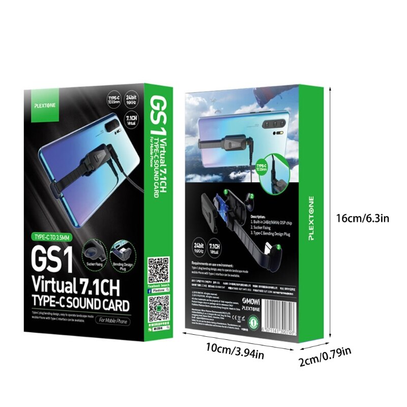 GS1 jeu carte son type-c téléphone Mobile tourner 3.5mm prise casque 7.1 canal virtuel numérique décodage son adaptateur