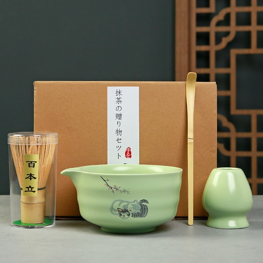 Tea Sticks Japanese Matcha Tea Set Match Bowl Tea-Making Tools Matcha Brush Bamboo Ceramic Matcha Spoon Matcha Whisk Set