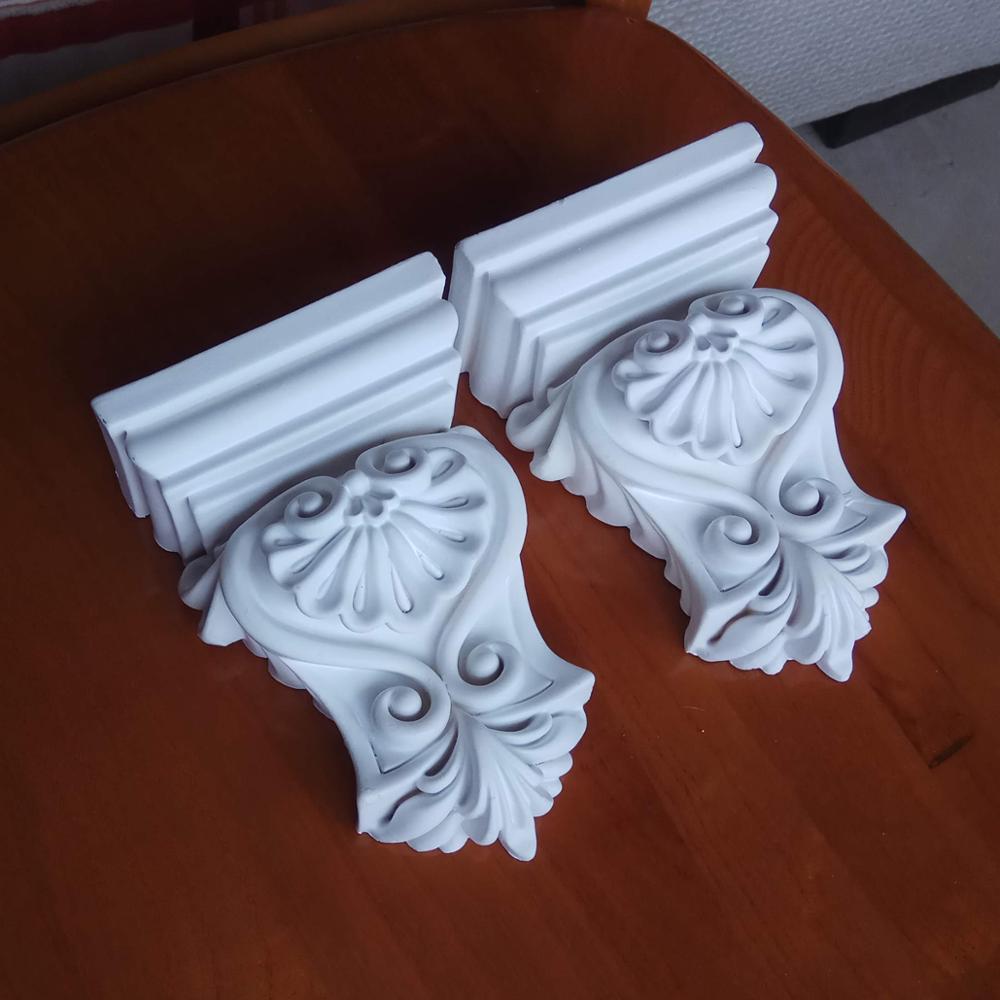2 Pack White PU Decorative Wall Corbels - 5.7"H X 4.33"W X 2.36"D, Corner Shelf Brackets - View #10