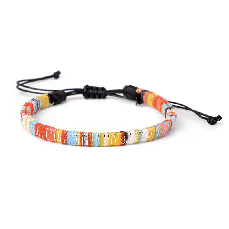 Pulseras tejidas coloridas bohemias para hombre y mujer, brazaletes ajustables trenzados de la suerte, joyería hecha a mano: Type 10