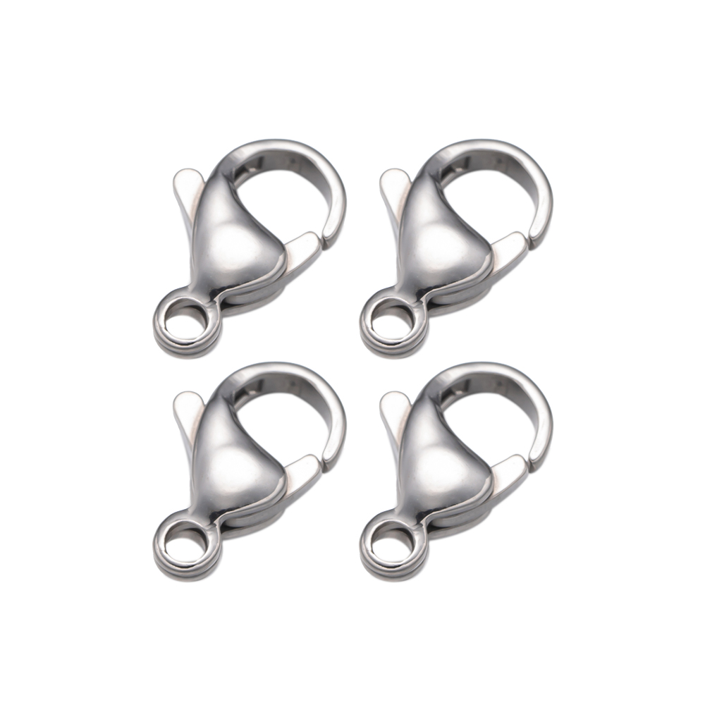 Fermoir à homard en acier inoxydable, 20 pièces, 9/10/12/13MM, crochet de fixation, fin de collier, chaîne, bijoux, accessoires pour la fabrication de bijoux: 13MM / Silver Tone