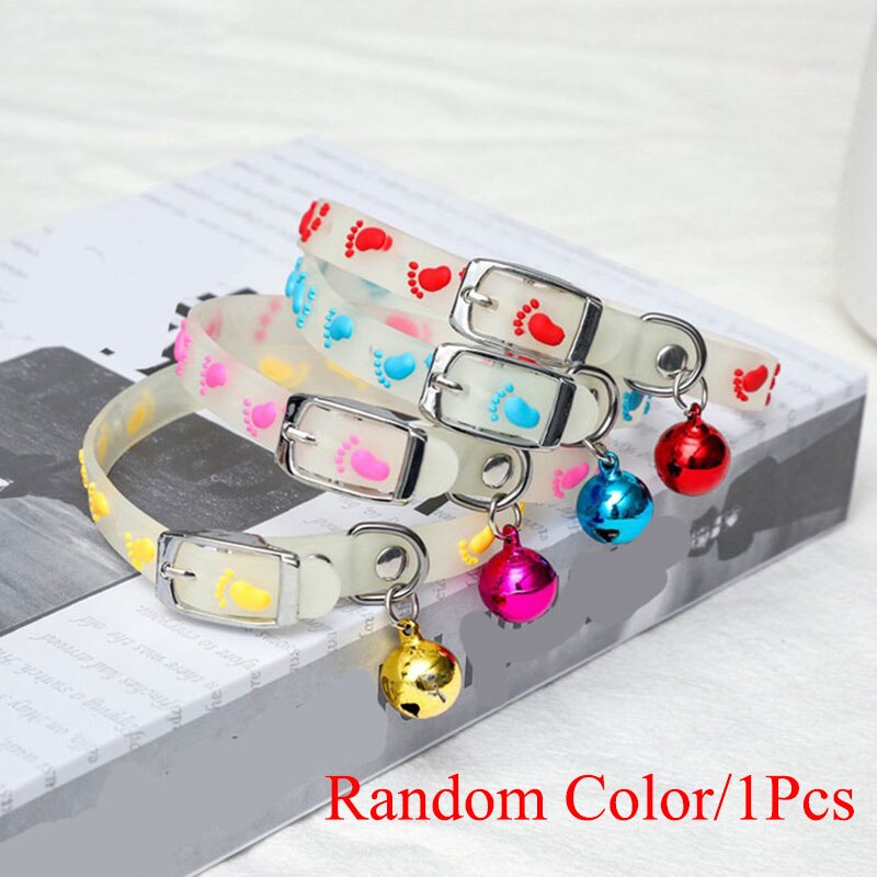 Collar fluorescente para perro, suministro ajustable para mascotas con correa para cuello de mascotas, anillo de cuello para mascotas que brilla en la oscuridad, suministros para mascotas: footprint