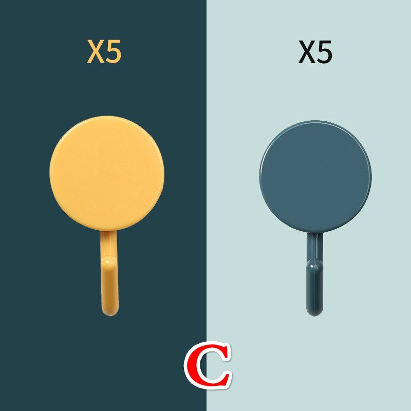 10Pcs Wall Hooks Self Adhesive Waterproof Hooks Seamless Hanging Hook for Kitchen Office Bedroom Living Room: C