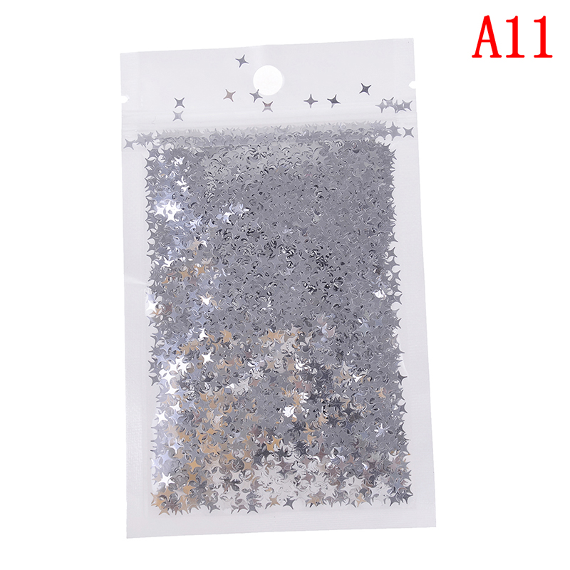 10 gr/paket Diy Kristall Schleim Liefert Ultra-dünne Scheiben Nägel Kunst Tipps Box Zubehör Dekoration Spielzeug Für Kinder Vier stern Glitter: 11