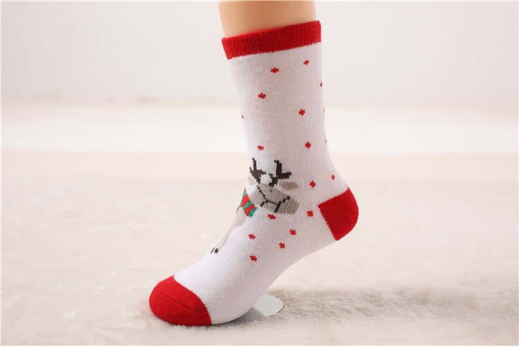 1 coppia Cotone di Inverno di Autunno Del bambino Delle Ragazze Dei Ragazzi Bambini Calzini E Calzettoni Bambini calze di Spugna Fiocco di Neve alce Babbo natale Regalo Di Natale Orso Roba: StyleD