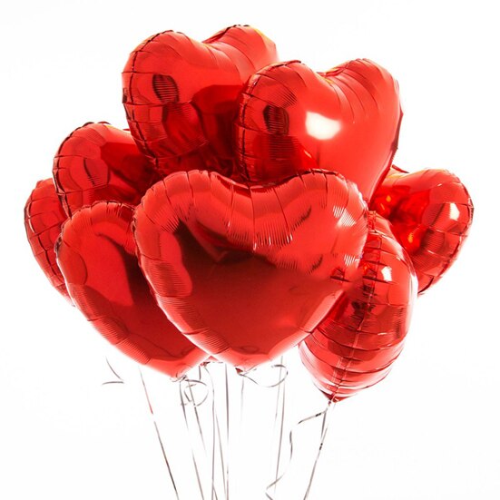 Globos en forma de corazón de aluminio rosa y oro rojo de 18 pulgadas, 5 uds., globos en forma de corazón románticos de amor, globos de aluminio, decoración de de cumpleaños o boda: red