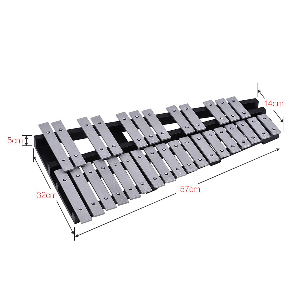 Foldable 30 Note Glockenspiel Xylophone Wooden Frame Aluminum Bars Educational Percussion Musical Instrument with Carrying Bag