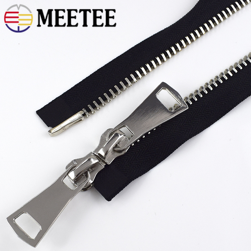 1Pc 10 # Doppio Cursore in Metallo Chiusure Lampo Nero Nuova Cerniera per Cucire Cappotto Giubbotti Fermeture eclair Accessori Strumenti KY682