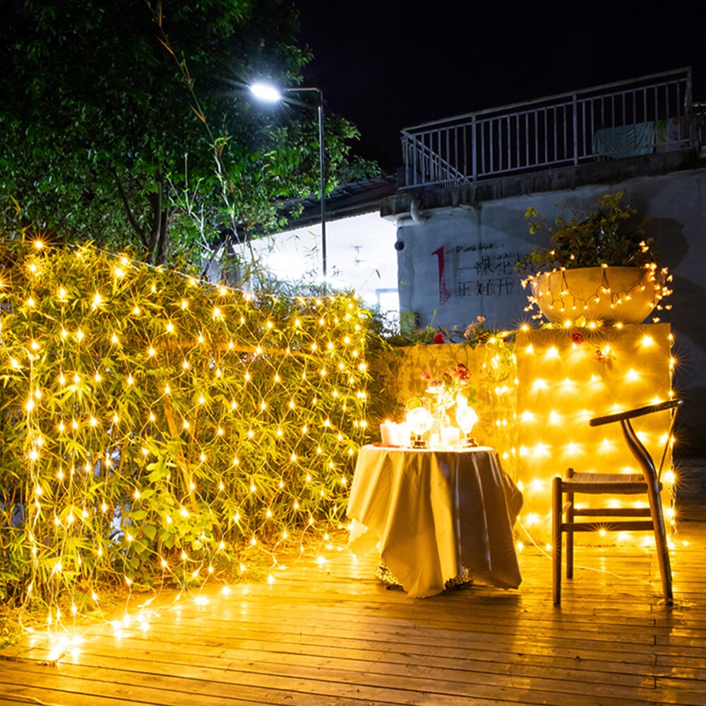 6X4M 3X2M 2X2M Led Net Mesh Fairy String Light Kerst Guirlande gordijn Fairy Light Wedding Party Licht