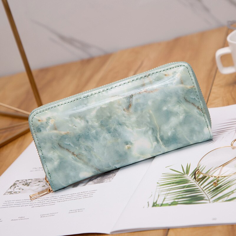 Portafogli da donna Casual portafogli borse da donna pochette in pelle verniciata in marmo Feminina borsa con cerniera per ragazze porta monete porta monete