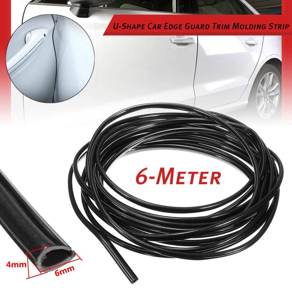 Black/Silver 6 Meters U-Shape Car Door Edge Gard Trim Molding Strip Protectors PVC 6mm x 4mm Universal: Black