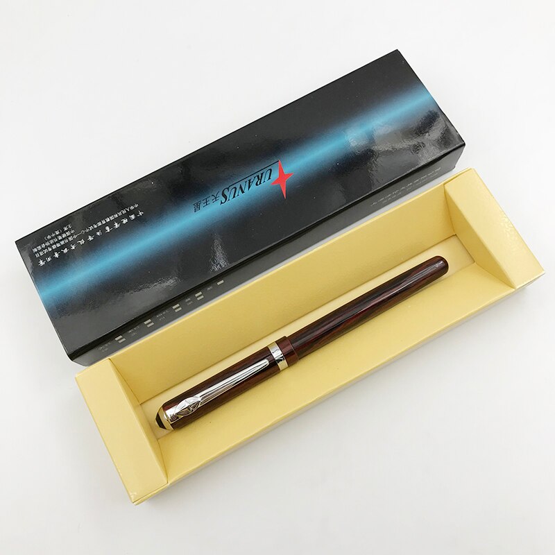 Pluma estilográfica Duke Punta fina de 0,5mm, bolígrafos de de negocios de punto de iridio metálico para hombres y mujeres con estuche de bolígrafo, 1 unidad/lote, suministros de oficina: Rojo
