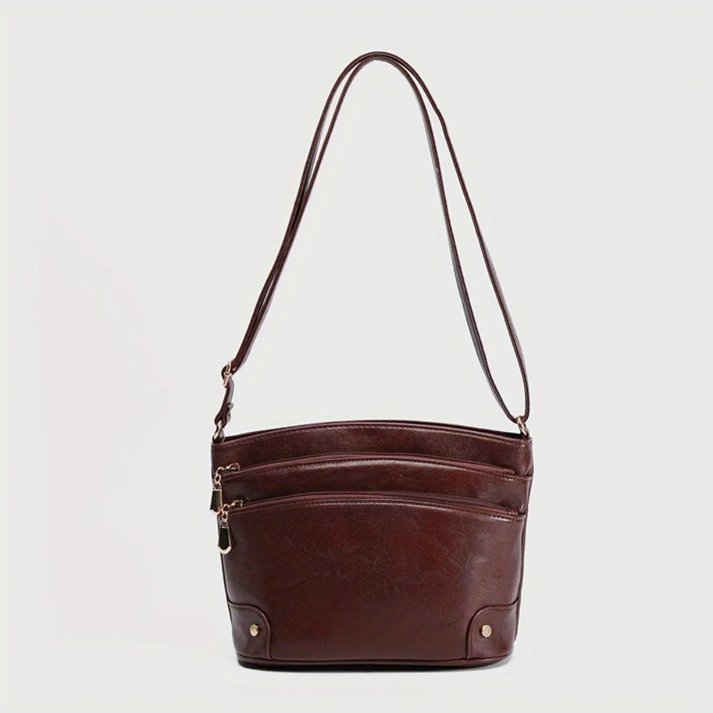 Klassieke effen kleur enveloptas Emmertas zomer meerlaagse schoudertas retro klassieke tas met grote capaciteit: Black