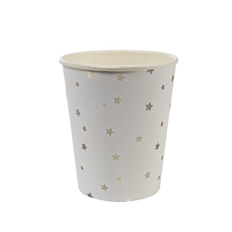 Goud zilver folie ster papieren borden babyshower feest servies papieren bordjes bekers servetten voor bruiloft verjaardag ster feestbenodigdheden: S 8 stuks kopjes