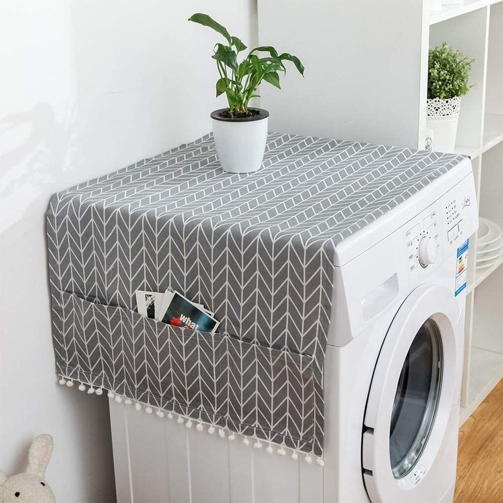 Polyester katoenen hoes wasmachine stofhoezen koelkast stofbeschermer met opbergzak schone huisdecoratie