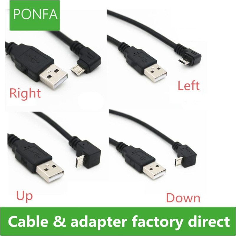 Up & Down & Left & Right Angled 90 Degree USB Micro USB Male to USB male Data Charge connector Cable 25cm 100cm 150cm for Tablet