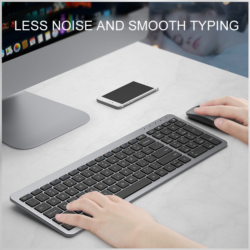 B.O.W Wireless Keyboard for Computer, Rechargeable Mouse Combo Compact Whisper-Quiet Keyboard Kits with 2.4Ghz Nano Receiver