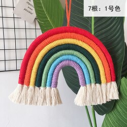 Babykamer Decoratie Nordic Hand-Geweven Regenboog Ornamenten Diy Touw Regenboog Speelgoed Muur Opknoping Baby Slaapkamer Decor Foto Props: QC0061-1