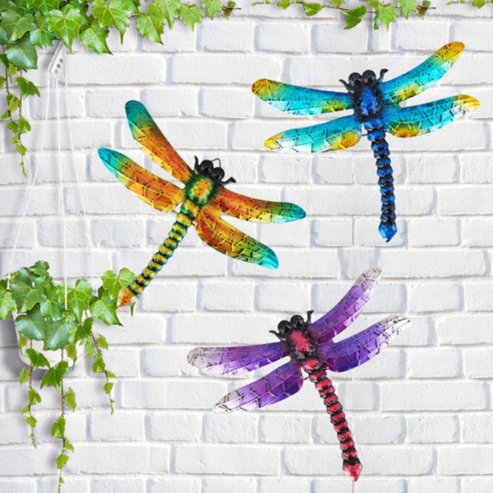 Metal Dragonfly Wall Decor Outdoor Garden Fence Art Hanging Decorations for Living Room Bedroom