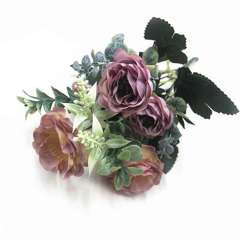 Yoormer Kunstmatige Pioen Zijde Bloem Boeket Elegante Thuis Kunstmatige Bruiloft Decoratie Boeket Bloem Decoratie: Light purple
