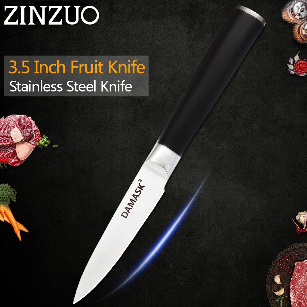 Zinzuo Master Chef Keukenmessen 3Cr13mov Super Sharp Blade Pakka Houten Handvat Roestvrij Stalen Mes Japanse Koken Gereedschap: 3.5 inch paring