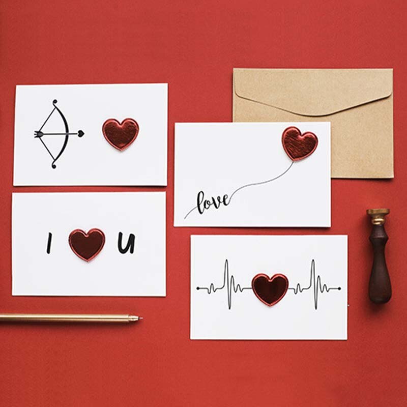 Love Heart Postcard Envelope DIY Handmade Valentine's Day Wedding Invitation Greeting Three-dimensional Card Decoration