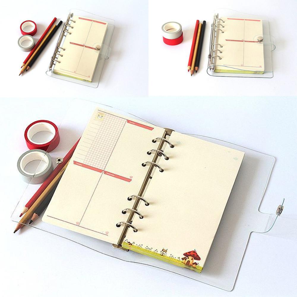 A5 A6 A7 Transparent File Folder 6 Round Ring Soft PVC Binder Loose Leaf Notebook Cover Folder Protector with Snap Button