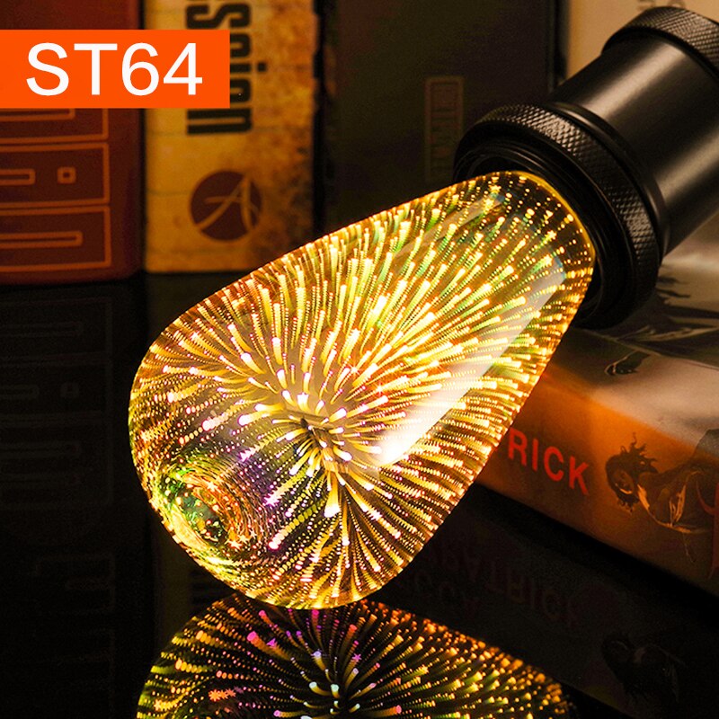 Led Lamp E27 Retro 3D Decoratie Led Lamp 220 V 110 V A60 ST64 G80 G95 G125 Vuurwerk Lichten Verlichting Gloeilamp