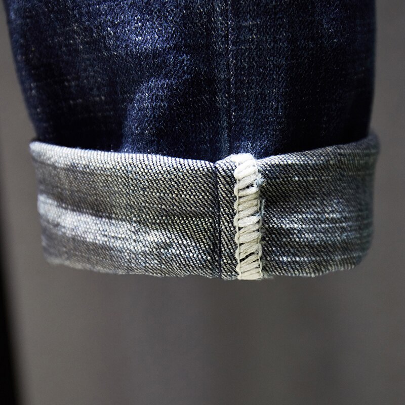 jeans strappati KSTUN uomo stirata blu scuro sottile in forma moda alto strada jeans strappati strappati uomo sfilacciati pantaloni anca-salto casuale in denim