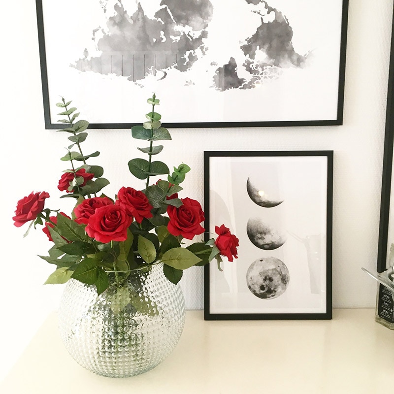 10 stk real touch rose blomster flannel blomster buket enkelt hoved rose kunstige blomster bundt til bryllup dekoration boligindretning