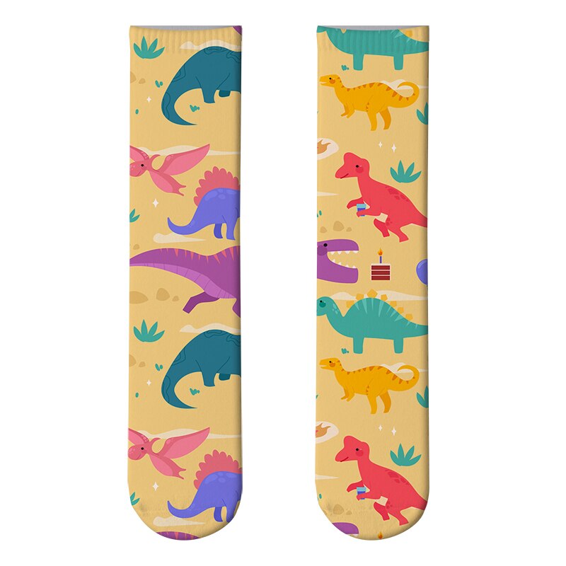 3D Printed Women Long Socks Outdoor Sports Cotton Breathable Elastic Compression High Knee Socks School Students Calf Socks: style13