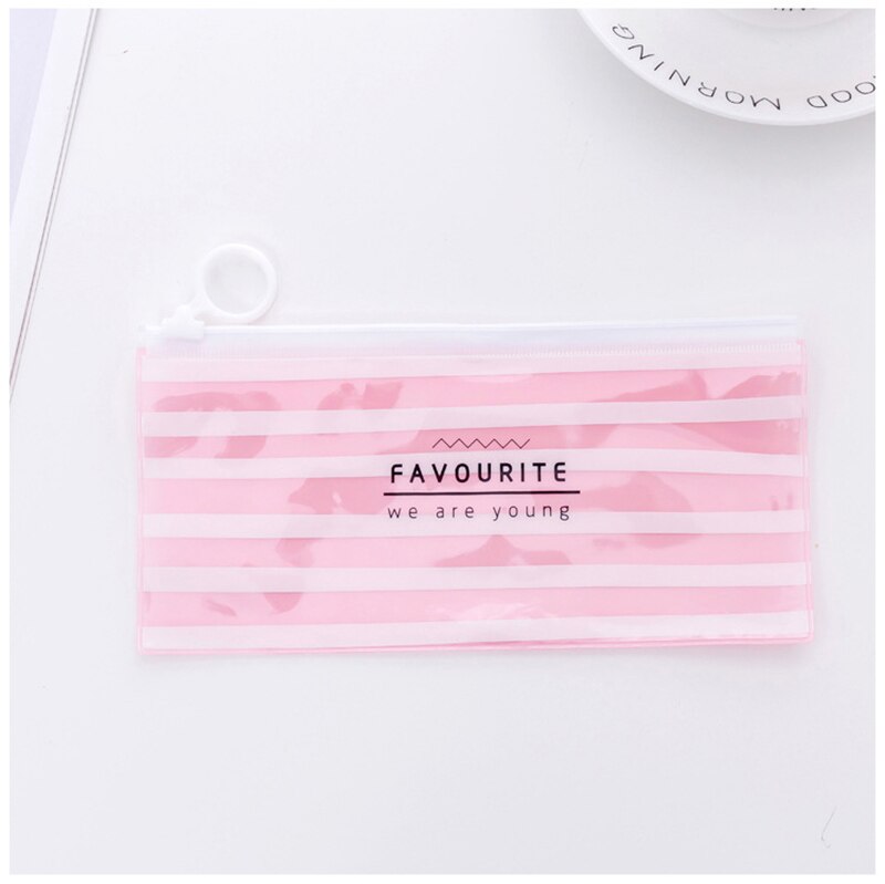 Estuches de PVC para lápices Kawaii Love Heart, a prueba de agua, bonitas bolsas para bolígrafos de rejilla, estuche transparente para lápices, papelería para niños, suministros escolares: 4