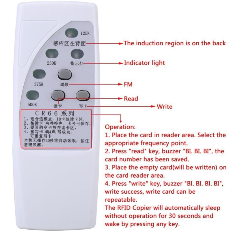 RFID Id-kaart Duplicator Programmeur Reader Writer Voor 125/250/375/500KHz CR66 Copier Duplicator Met licht Indicator