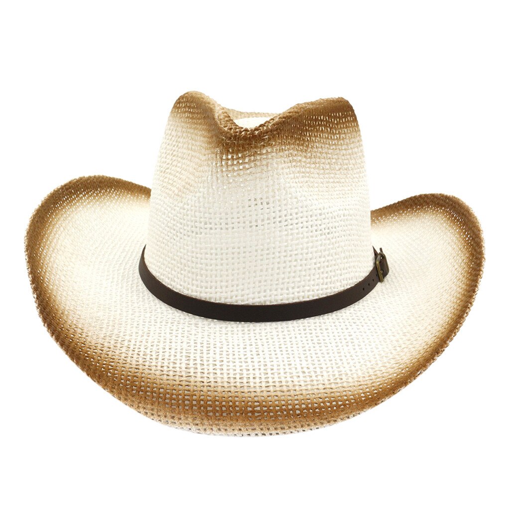 Halm cowboy panama jazz monterade hattar retro sommar vintage herr dam maskerad solhatt ledig nyans anti uv keps #bl5: Vit