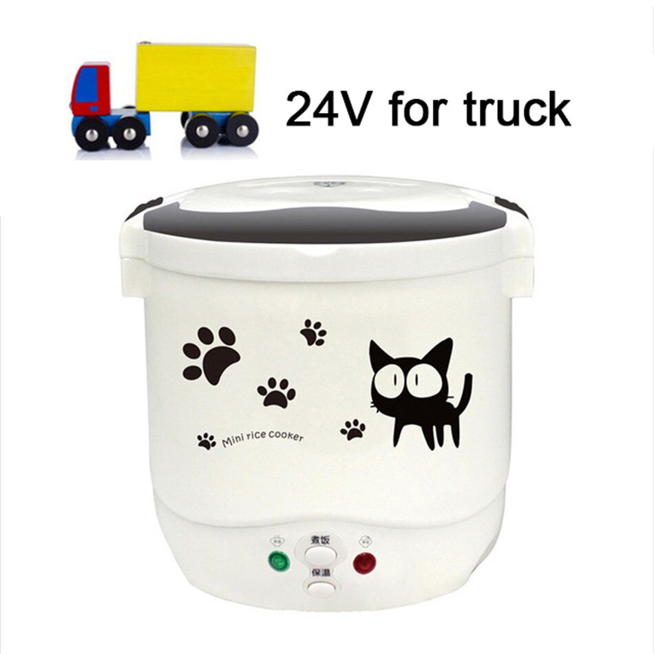 VOGVIGO 1L Rice Cooker Used In House 220v or Car 12v To 24v Enough for Two Persons with English Instructions Kitchen Tools: 24V for Truck White