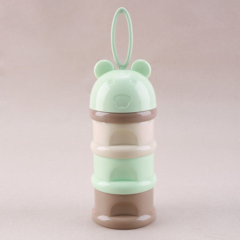 3 Layer Frog Style Portable Baby Food Storage Box Essential Cereal Cartoon Milk Powder Boxes Toddler Kids Formula Milk Container: Green