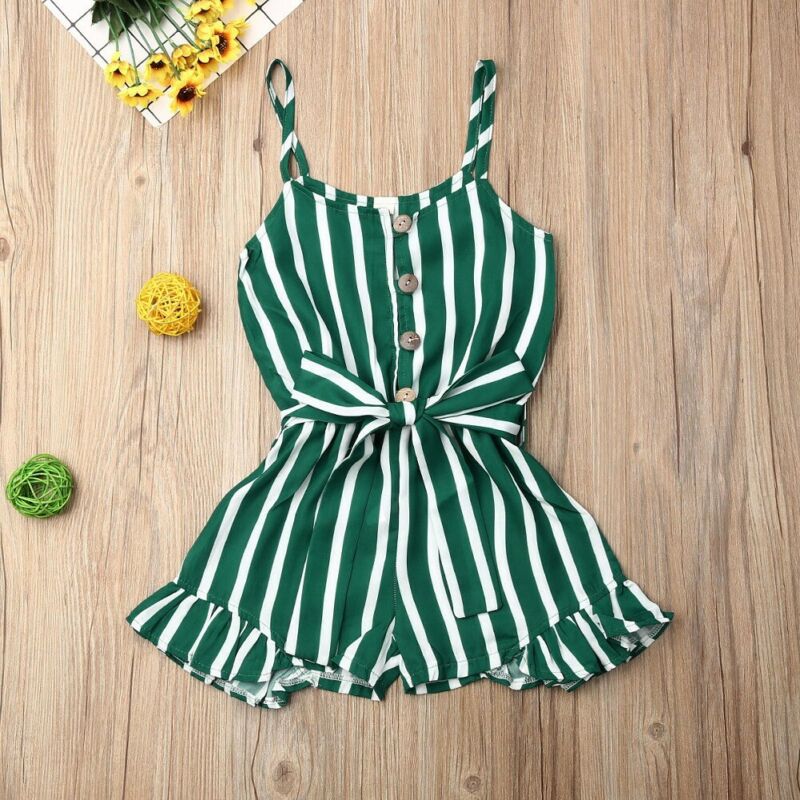 3-8 år smålåve låve baby jente klær ermeløs stripe romper jumpsuit sommerantrekk lekedress