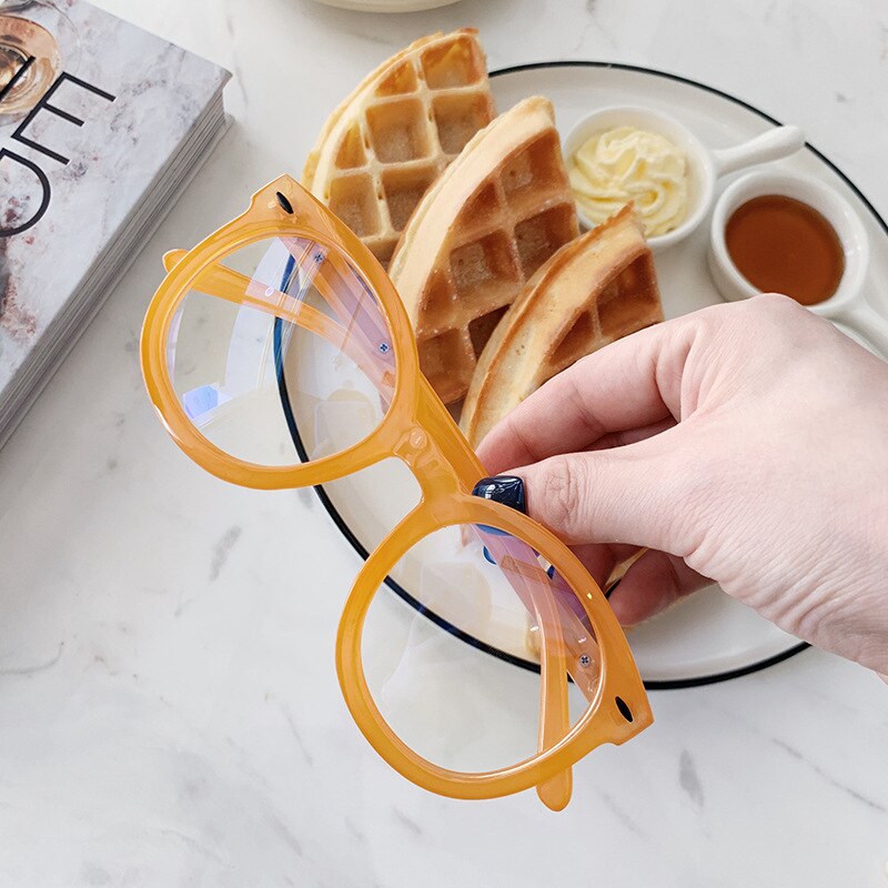 Glasses Frame Round Computer Eyeglasses Candy Color Optical Glasses Frame Arrow Rivet Eye Glasses Frames for Men Women: orange
