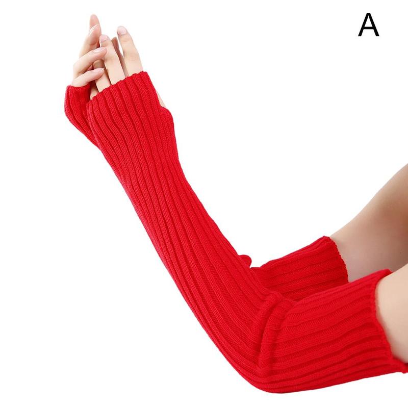 Długie rękawiczki bez palców dla kobiet gotycka odzież punkowa z dzianiny z długim rękawem miękkie damskie rękawiczki bez palców: A