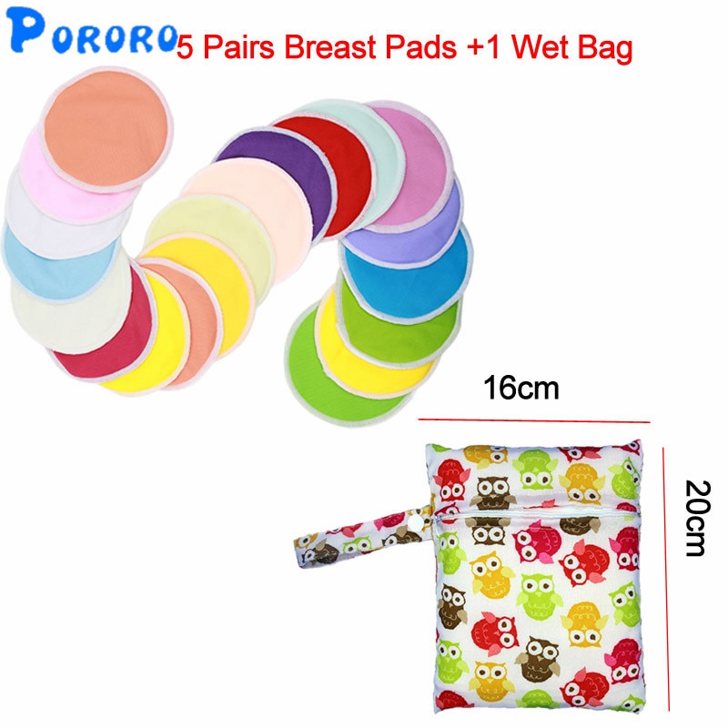 5 Pairs Zwangere Vrouwen Wasbare Bamboe Borst Pad Verpleging Pads Effen PUL Waterdichte Herbruikbare Dame Borstvoeding Pads + 1 Zak