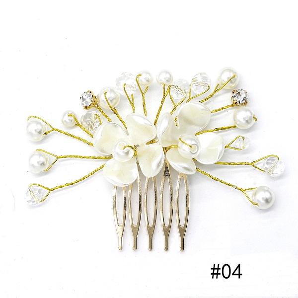 Bruid Bruiloft Handgemaakte Tiara Parel Bloem Haar kam Invoegen Haarspelden Bruiloft Bruidsmeisje Hoofdtooi Disk Haar Kam