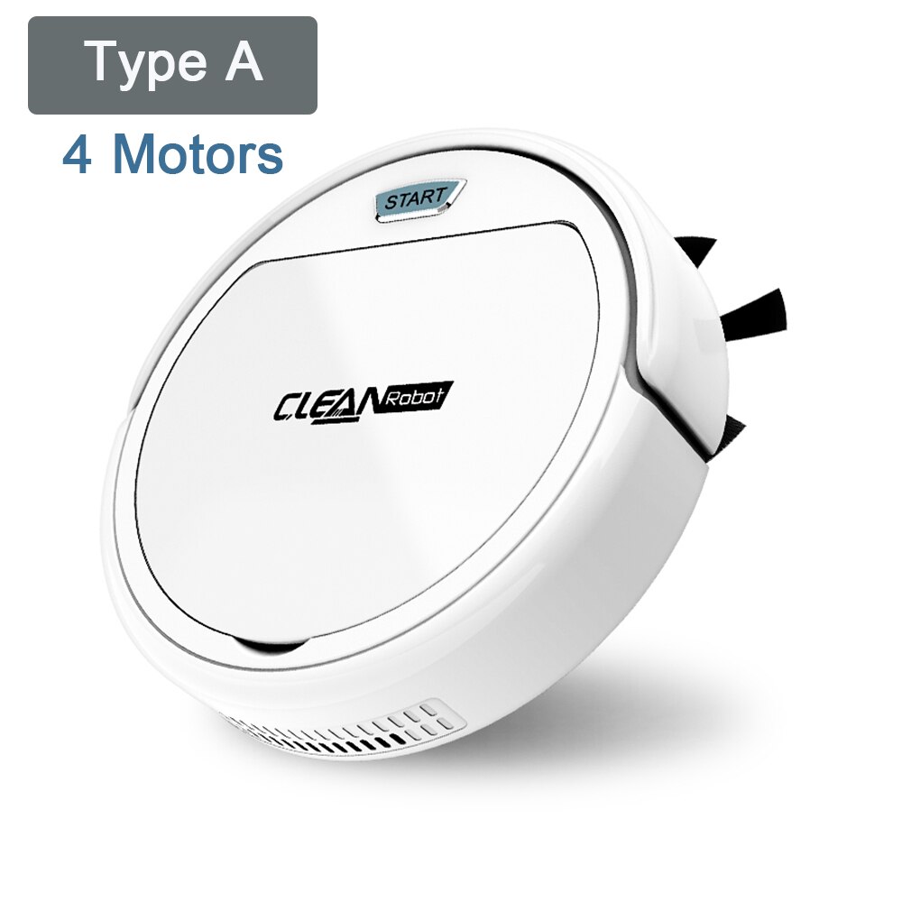 Fast Charging 4 Motors Smart Home Automatic Mini Household Cleaning Floor Mop Machine Robotic Vacuum Cleaner Robot For House: Type A-White