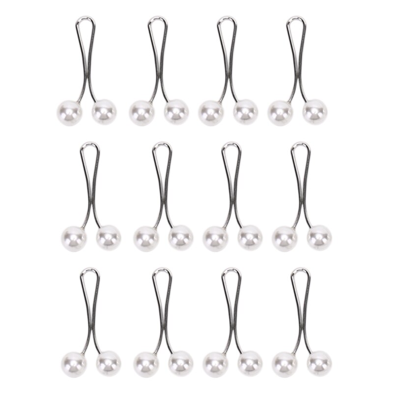 12 stücke Perle Schal Brosche Stift Kopftuch Schal Schal Dame Moslemischer Schal Hijab Clips: Weiß