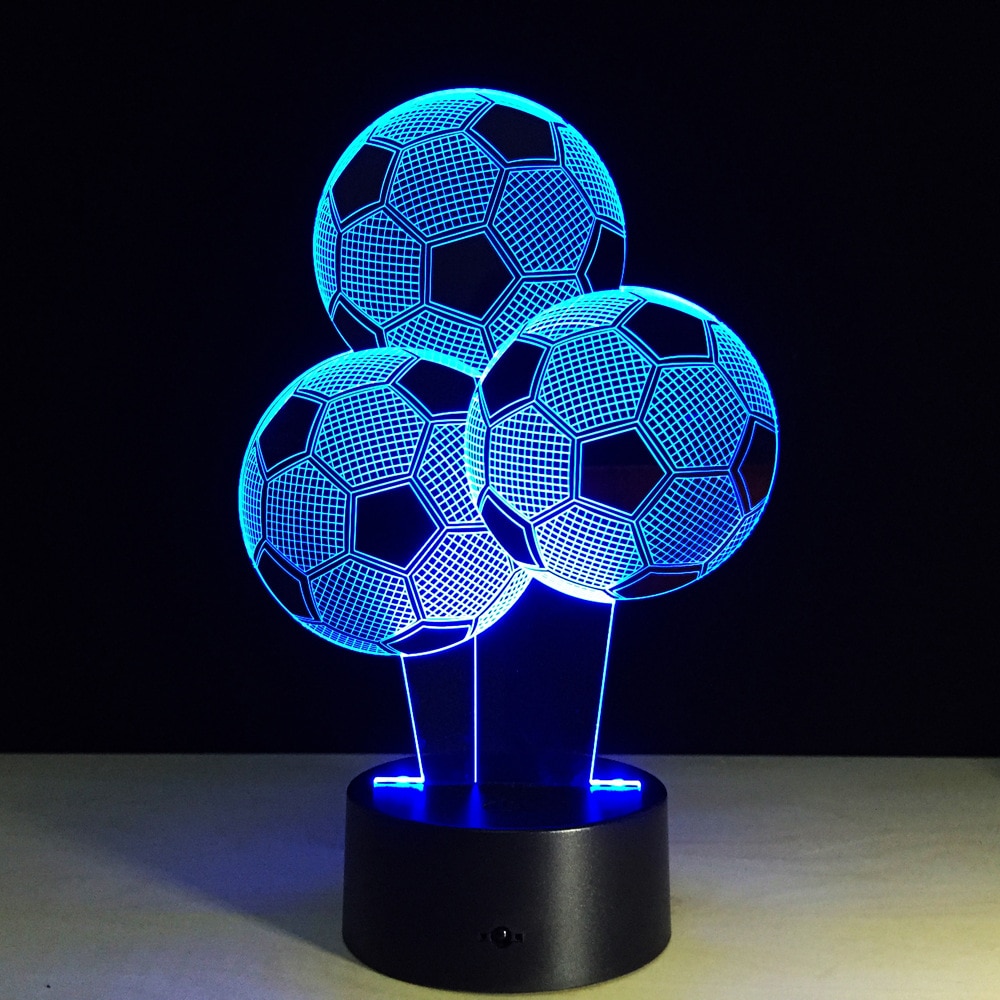 7 farver skifte led 3d fodbold lys fodbold touch bord soveværelse skrivebord lampe indretning fødselsdag jul sport underholdning