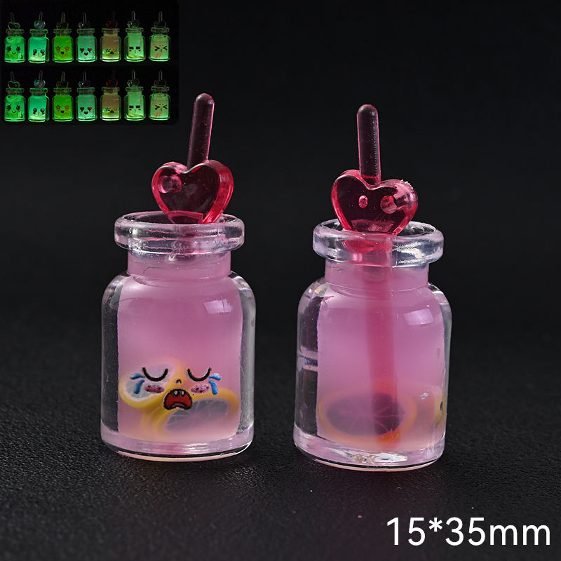 10Pcs Cute Colorful Milk Tea Milkshake Bottle Straw Acrylic Charms Drinks Beverage Pendant for Jewelry Making Necklace: Pure Gold Color