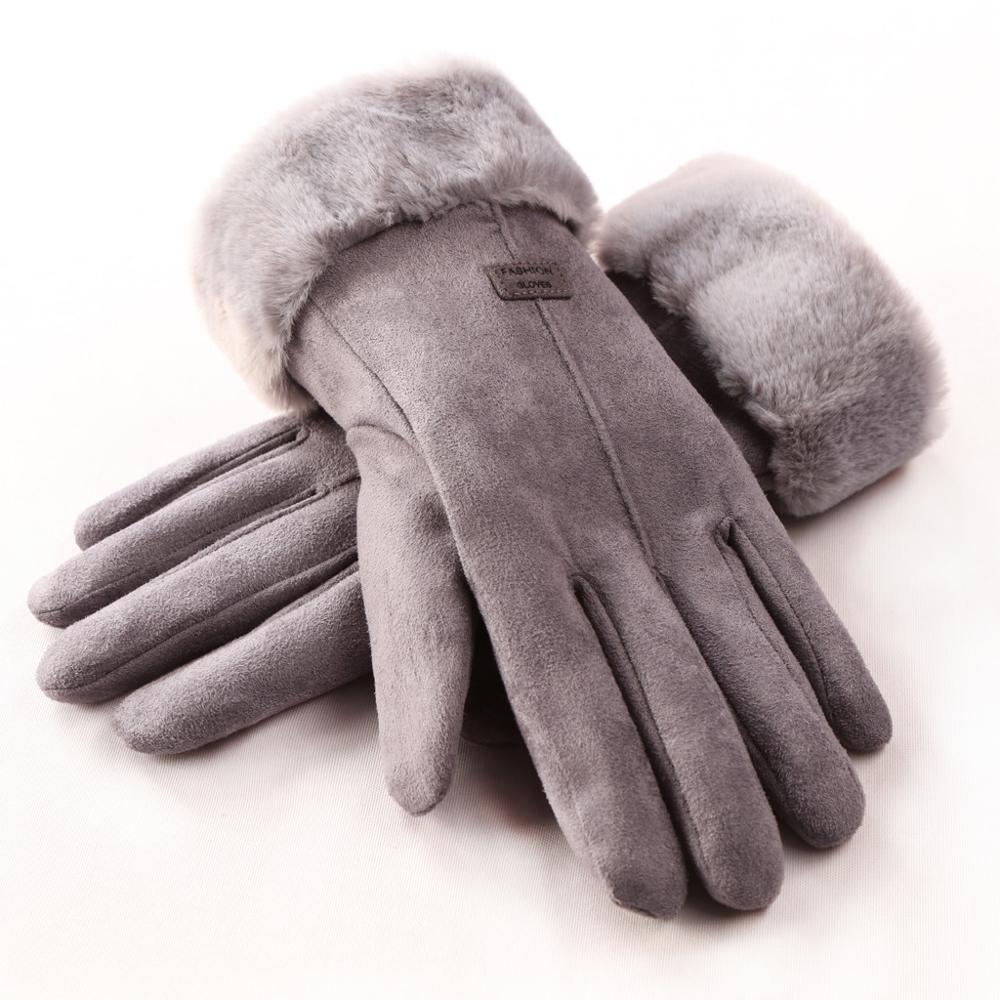 Winter Suède Handschoenen Voor Vrouwen Screen Touch Volledige Vinger Handschoenen Dikke Winter Warm Ski Anti Wind Handschoenen #20