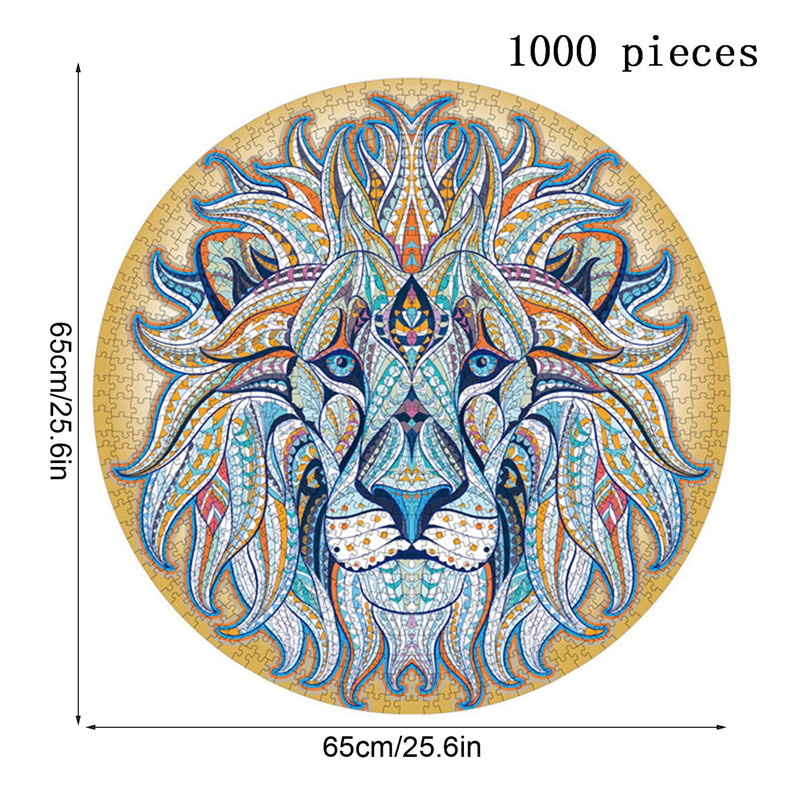 1000 Pieces 3D Puzzle Board Games Animal Lion Round Paper Jigsaw Puzzle Toys For Adults Kids Toys For Children Wall Decor: lion