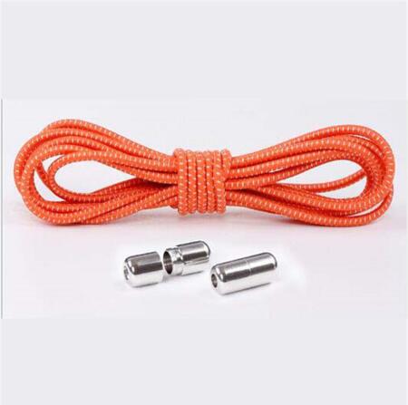 1Pair Elastic Locking Shoelaces Round No Tie Shoe Laces Kids Adult Sneakers Shoelaces Fast Lazy Shoe Lace Shoestrings: Orange