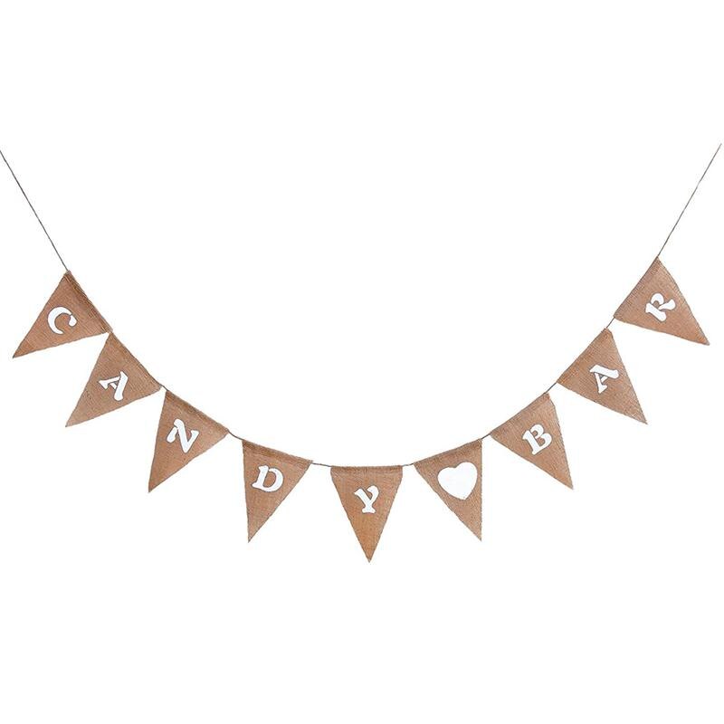 Candy Bar estampado corazón Banner banderines de arpillera triángulo arpillera Banner triángulo para banderas, banderas de Carnaval de Decoración